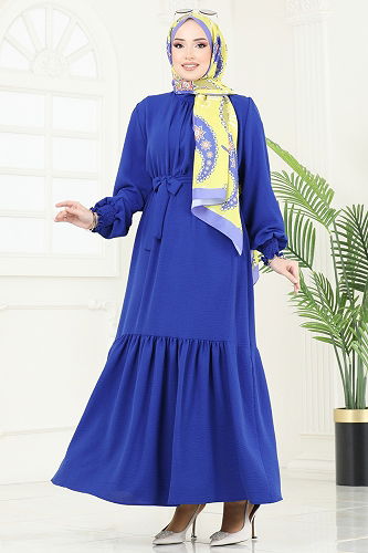 moda selvim Dress 2068MP806 Saxe - Thumbnail