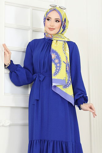 moda selvim Dress 2068MP806 Saxe - Thumbnail