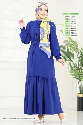 moda selvim الفستان نيلي 2068MP806 - Thumbnail