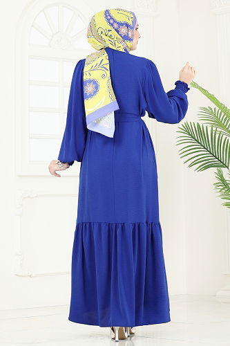 moda selvim الفستان نيلي 2068MP806 - Thumbnail