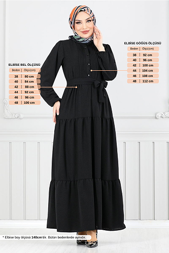 moda selvim الفستان أسود 207ASN936-M - Thumbnail