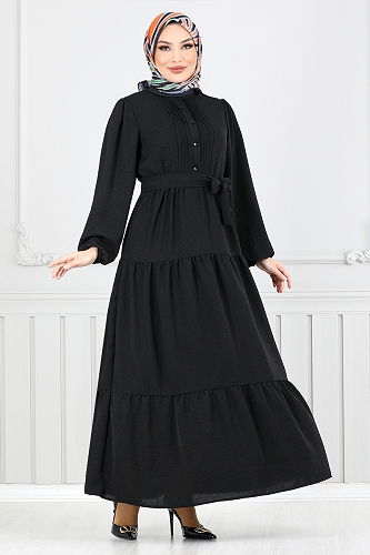 moda selvim الفستان أسود 207ASN936-M - Thumbnail