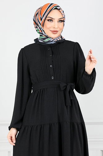 moda selvim الفستان أسود 207ASN936-M - Thumbnail