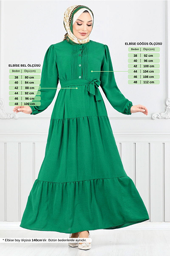 moda selvim الفستان زيتي 207ASN936-M - Thumbnail