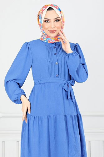 moda selvim الفستان ازرق 207ASN936-M - Thumbnail