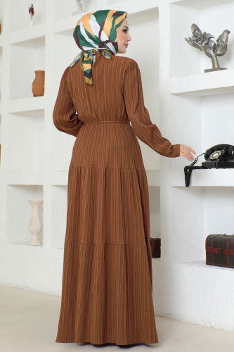 moda selvim Dress 2083PM271 Tan - Thumbnail