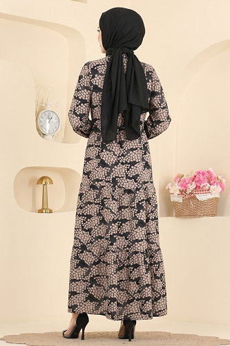 moda selvim Dress 209NZRK1200 Vision&Navy Blue - Thumbnail