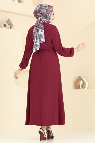 moda selvim Dress 2100MP806 Burgundy - Thumbnail