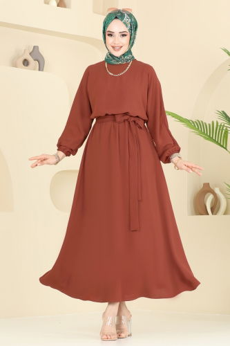 moda selvim الفستان قرميدي 2100MP806 - Thumbnail