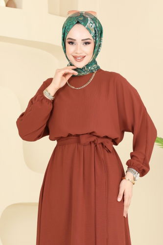 moda selvim الفستان قرميدي 2100MP806 - Thumbnail