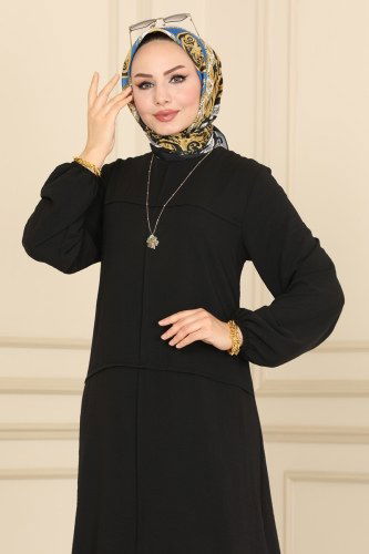 moda selvim Dress 2109MRK805 Black - Thumbnail