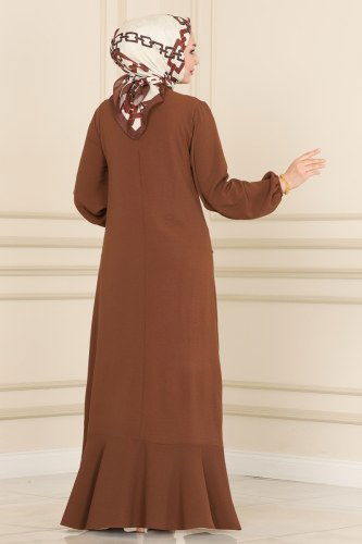 moda selvim Dress 2109MRK805 Brown - Thumbnail