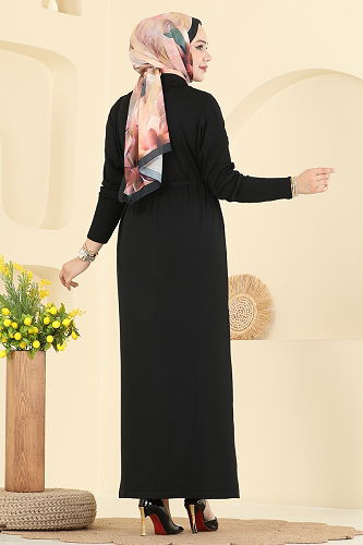 moda selvim Dress 211440TPK1167 Black - Thumbnail