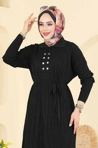 moda selvim Dress 211440TPK1167 Black - Thumbnail