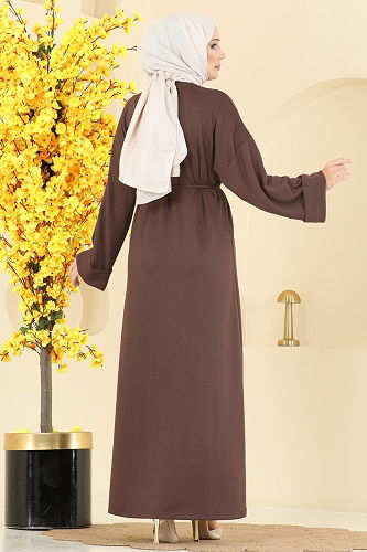 moda selvim Dress 21182MPR1163 Brown - Thumbnail