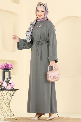 moda selvim الفستان رمادي 21182MPR1163 - Thumbnail