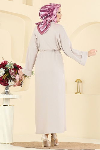 moda selvim Dress 21182MPR1163 Stone - Thumbnail