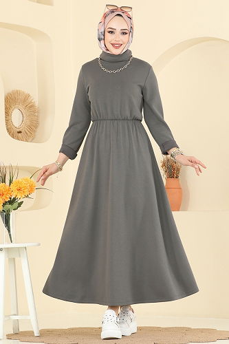 moda selvim Dress 21201MPR1163 Anthracite - Thumbnail