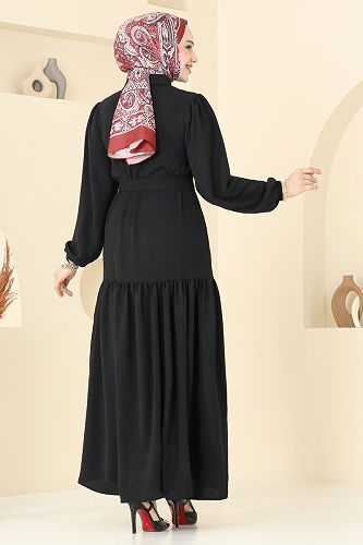 moda selvim Dress 2123MP806 Black - Thumbnail