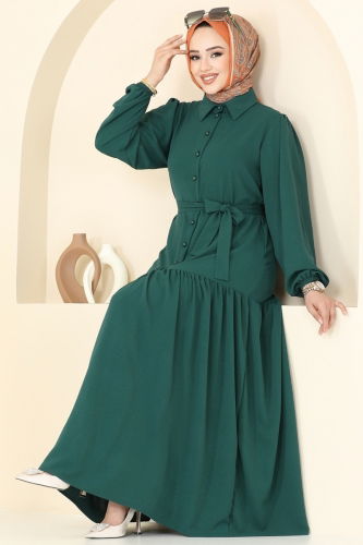 moda selvim الفستان زيتي 2123MP806 - Thumbnail