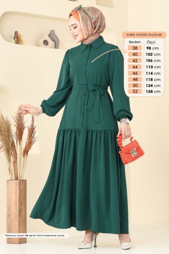 moda selvim الفستان زيتي 2123MP806 - Thumbnail