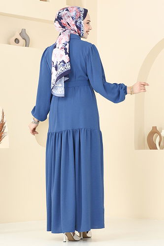 moda selvim الفستان ازرق 2123MP806 - Thumbnail