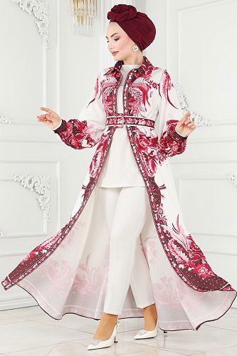 moda selvim 21306JNF844 فوشي فستان - Thumbnail