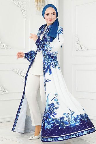 moda selvim Dress 21306JNF844 Saxe - Thumbnail