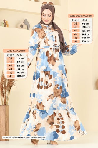 moda selvim Dress 214ASN888 Blue - Thumbnail