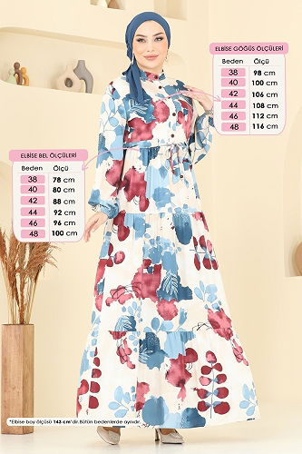 moda selvim الفستان بترولي 214ASN888 - Thumbnail