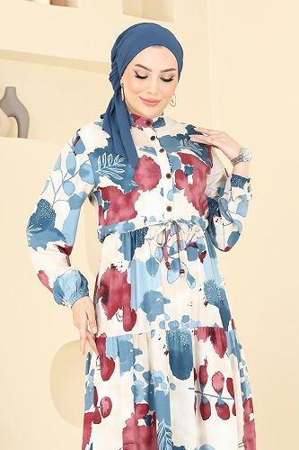 moda selvim الفستان بترولي 214ASN888 - Thumbnail