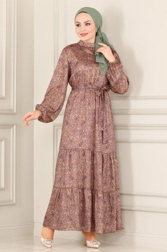 moda selvim Dress 2154PYT687 Powder Mink - Thumbnail