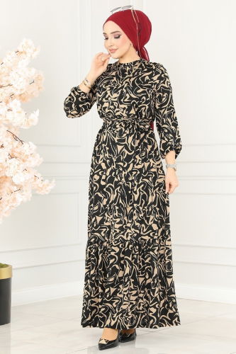 D.V.L. - DRESS 215DVL817 Black Crocodile