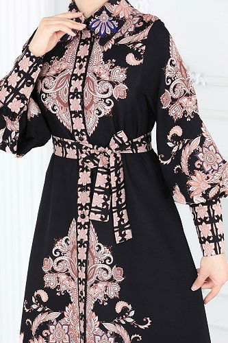 moda selvim Dress 21719JNF844 Black - Thumbnail