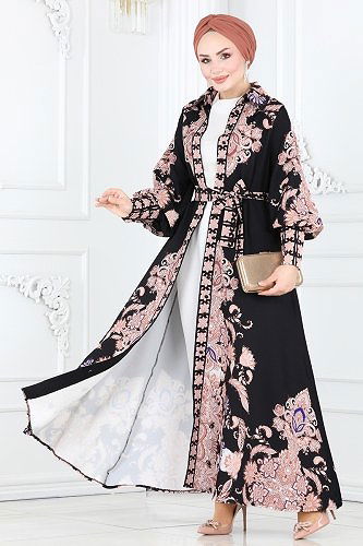 moda selvim Dress 21719JNF844 Black - Thumbnail