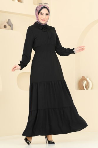 moda selvim الفستان أسود 217ASN888 - Thumbnail