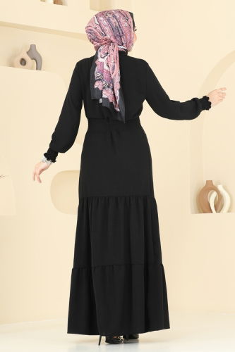 moda selvim الفستان أسود 217ASN888 - Thumbnail