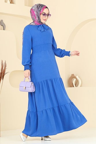 moda selvim الفستان أزرق 217ASN888 - Thumbnail