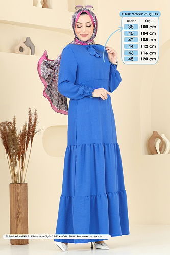 moda selvim الفستان أزرق 217ASN888 - Thumbnail