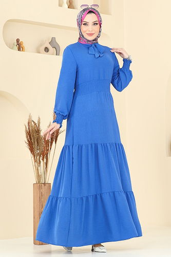 moda selvim الفستان أزرق 217ASN888 - Thumbnail