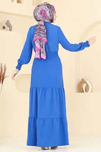 moda selvim الفستان أزرق 217ASN888 - Thumbnail
