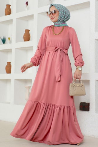 moda selvim Dress 217DVL817 Rose Dried - Thumbnail