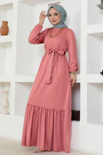 moda selvim Dress 217DVL817 Rose Dried - Thumbnail