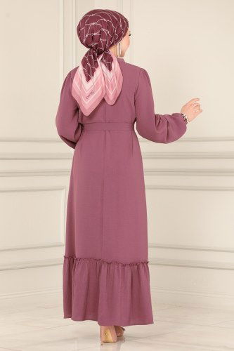 moda selvim 2186SVT808 الزهري غامق فستان - Thumbnail