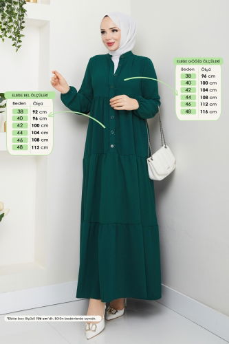 moda selvim Dress 2196MP806 Emerald - Thumbnail