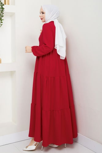 moda selvim Dress 2196MP806 Red - Thumbnail