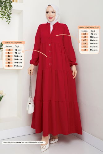 moda selvim Dress 2196MP806 Red - Thumbnail