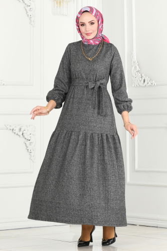 moda selvim Dress 22001UKB139 Gray - Thumbnail