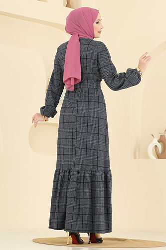moda selvim Dress 22009UKB139 Anthracite - Thumbnail
