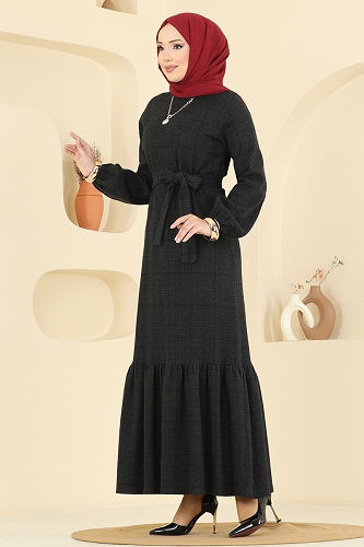 moda selvim Dress 22009UKB139 Black - Thumbnail